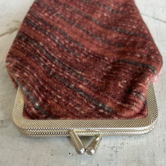 Vintage fabric cigarette pouch long wallet 70s 80s clasp closure pink retro - Picture 9 of 10